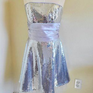SPARKLY Silver Strapless Custom Cocktail Dress